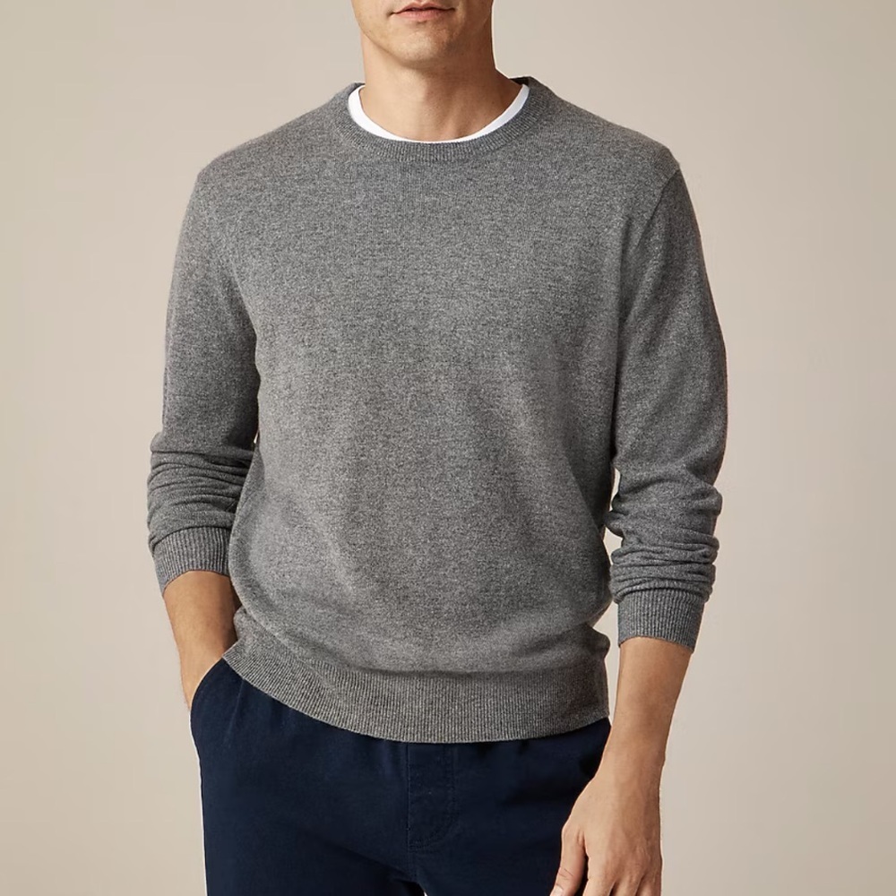J. Crew Everyday 100% Cashmere Crewneck Sweater Gray Long Sleeve